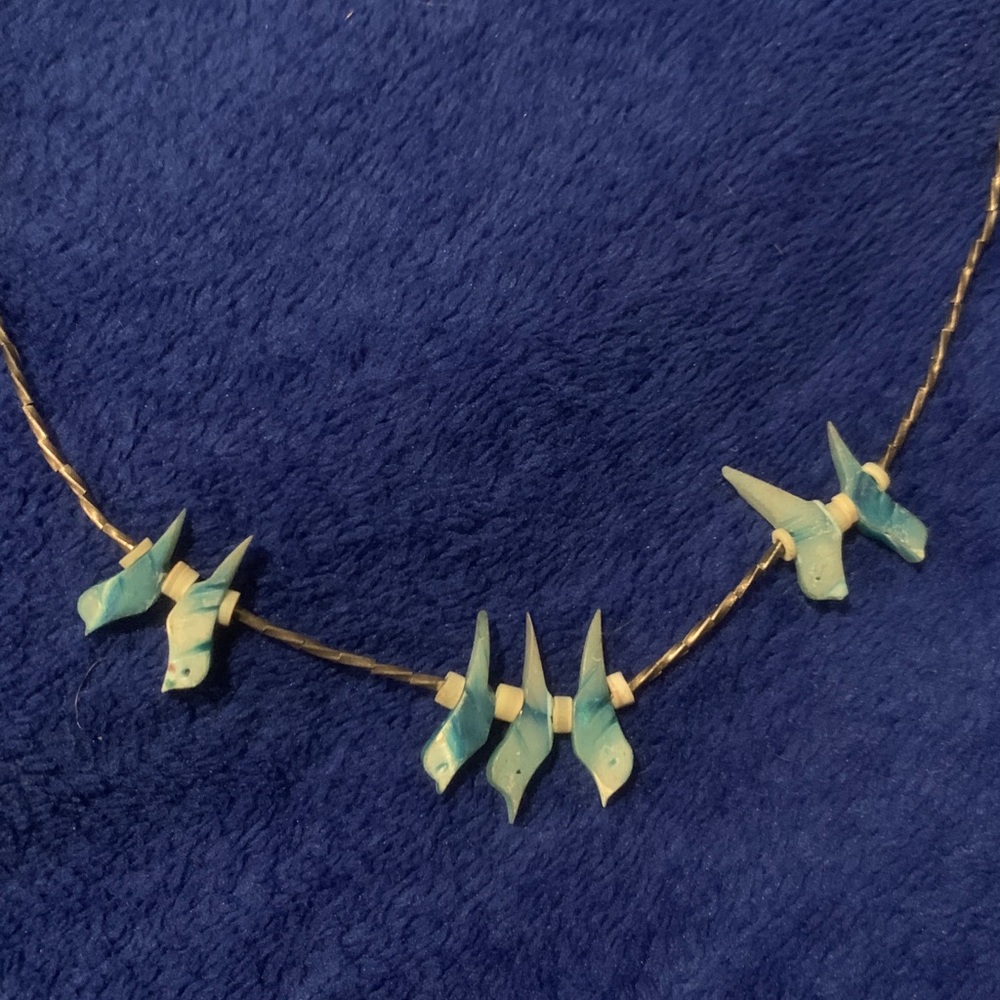 Vintage Native American Abalone Fetish Bird Necklace